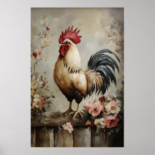 Hahn-Frühlingsdruck, Ostern Cottagecore Rustikal Poster