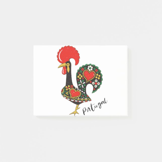 Hahn Galo de Barcelos Portuguese Post-it Klebezettel (Vorderseite)