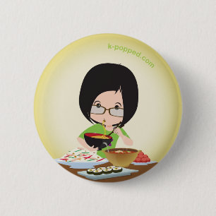 Hahn genießt Knopf Button