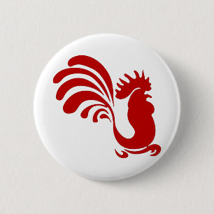 Hahn Henne Bauernhof Tier Silhouette Vintage Button