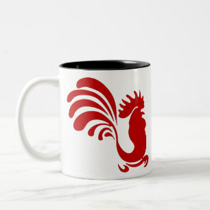 Hahn Henne Bauernhof Tier Silhouette Vintage Zweifarbige Tasse