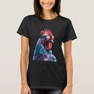 Hahn Huhn mit Sonnenbrille Motiv Cooles Huhn T-Shirt