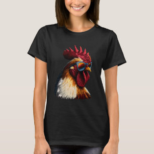 Hahn Huhn mit Sonnenbrille Motiv Cooles Huhn T-Shirt