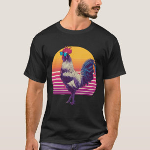 Hahn Huhn mit Sonnenbrille Motiv Cooles Huhn T-Shirt