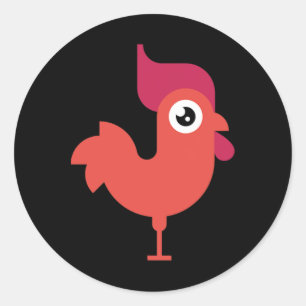 Hahn-Huhn-Spiel Grafik Tiermaskottchen-Design  Runder Aufkleber