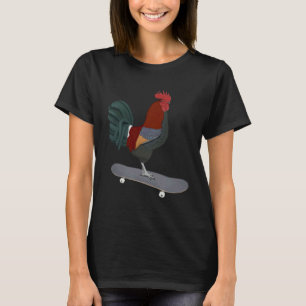 Hahn Huhn Vogel Skateboard Vogelbeobachter Biologe T-Shirt