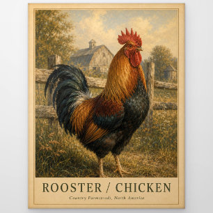 Hahn Hühner Bauernhof VINTAGE Postkarte