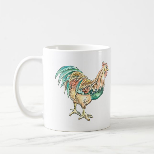 Hahn-Illustration Kaffeetasse (Links)