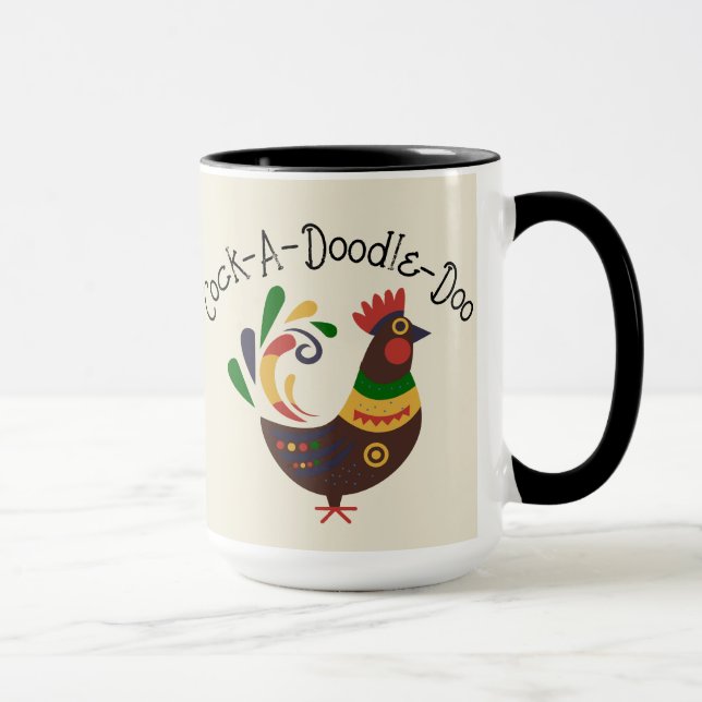 "Hahn" im Volkskunststil Tasse (Rechts)