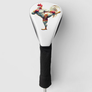 Hahn in Kampfsportpose aus Leder Golf Headcover