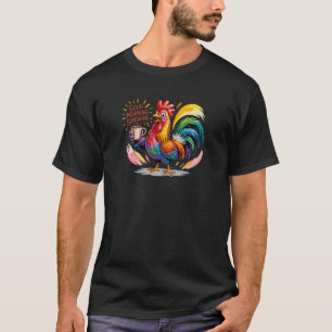 Hahn Landhaus Dekor Huhn Gallo Kaffee Morgen T-Shirt