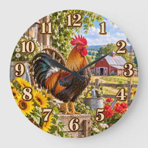 Hahn-Landwirtschaft-Gartenuhr Große Wanduhr
