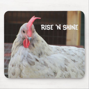 Hahn mit Morgenspruch Mousepad