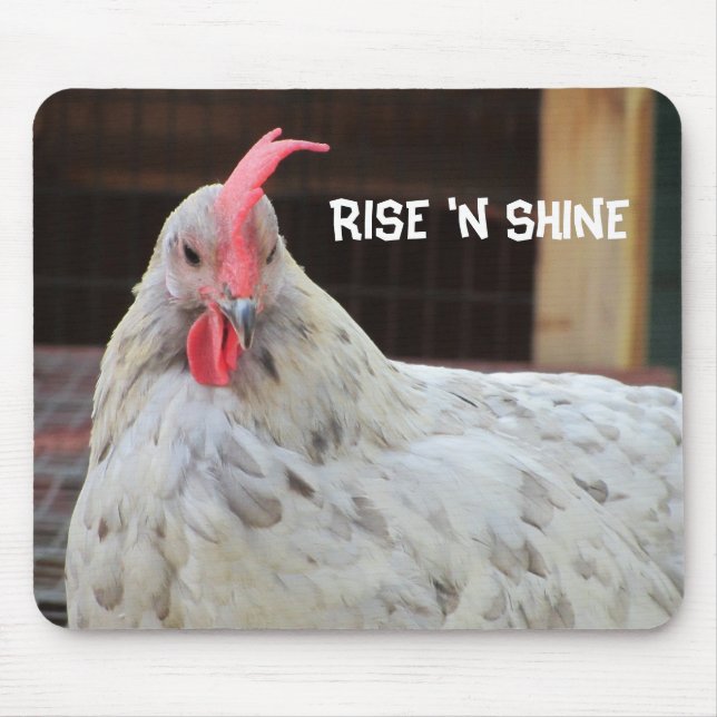 Hahn mit Morgenspruch Mousepad (Vorne)