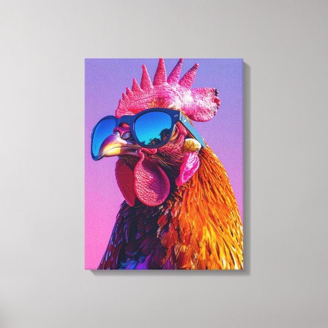 Hahn mit Sonnenbrille Leinwanddruck (Vorderseite)
