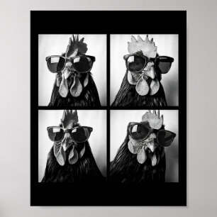 Hahn mit Sonnenbrille Photobooth Selfie Bauernhof Poster
