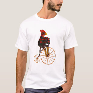 Hahn reitet auf einem Vintage-Fahrrad T-Shirt