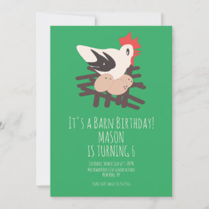 Hahn Scheune Tiere Bauernhof Geburtstags Kunst Grü Einladung