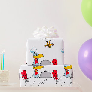 Hahn serviert Essen Geschenkpapier