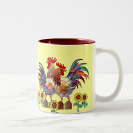 HAHN-SONNENBLUME-SCHALE durch SHARON SHARPE Zweifarbige Tasse