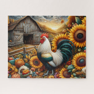 Hahn Sonnenblumen Scheune Puzzle