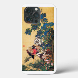 Hahn und Henne mit Hortensien von Ito Jakuchu iPhone 13 Pro Hülle