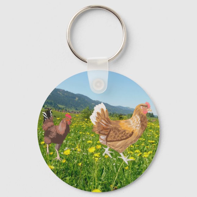 Hahn und Huhn 2  Schlüsselanhänger (Vorderseite)