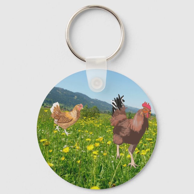 Hahn und Huhn 3  Schlüsselanhänger (Vorderseite)