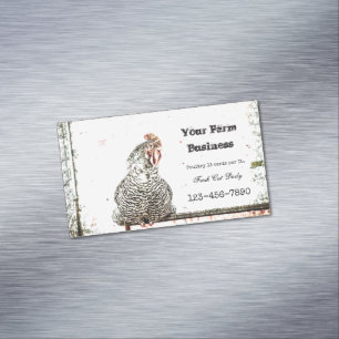 Hahn Vintage Farm Antique Weiße Textur Land Magnetische Visitenkarte