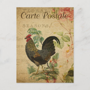 Hahn Vintage Floral Französisch Feiertagspostkarte