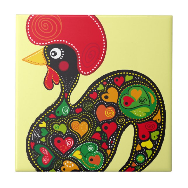 Hahn von Barcelos Nr02 - Galo de Barcelos Fliese (Vorderseite)