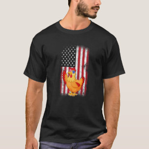 Hähnchen Amerikanische Flagge Jungen Mädchen Männe T-Shirt