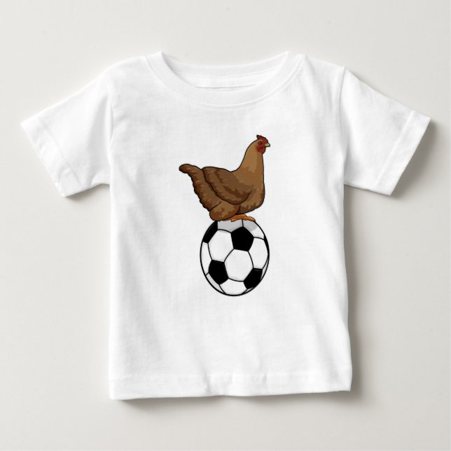 Hähnchen beim Fußball-Sport Baby T-shirt (Vorderseite)