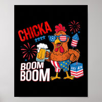 Hähnchen Boom Boom Retro Amerika Chicka Bier 4. Ju