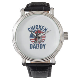 Hähnchen Daddy Hahn Vintage Patriotisches Shirt De Armbanduhr