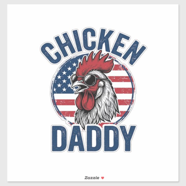 Hähnchen Daddy Hahn Vintage Patriotisches Shirt De Aufkleber (Blatt)