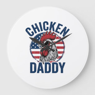 Hähnchen Daddy Hahn Vintage Patriotisches Shirt De Große Wanduhr