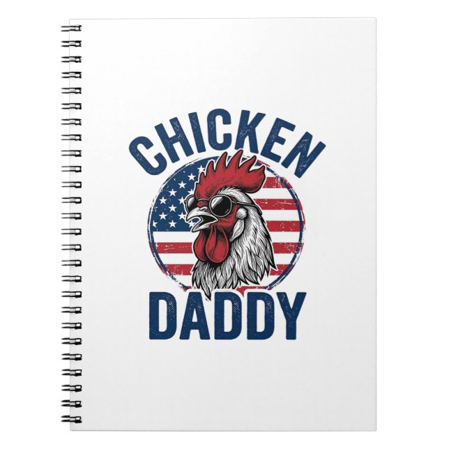 Hähnchen Daddy Hahn Vintage Patriotisches Shirt De Notizblock (Vorderseite)