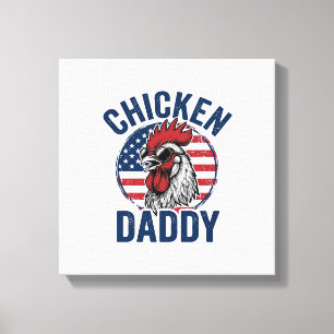Hähnchen-Daddy-Hahn Vintage-Patriotismus-Shirt Des Leinwanddruck