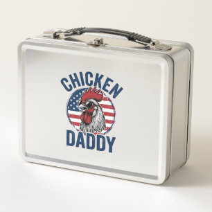 Hähnchen-Daddy-Hahn Vintage-Patriotismus-Shirt Des Metall Brotdose
