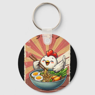 Hähnchen essende Ramen japanische Nudelsuppe Schlüsselanhänger