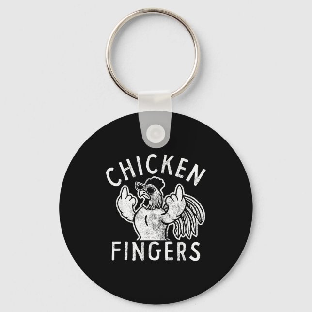 Hähnchen-Finger, Mittelfinger, Lustiges Hähnchen  Schlüsselanhänger (Vorderseite)