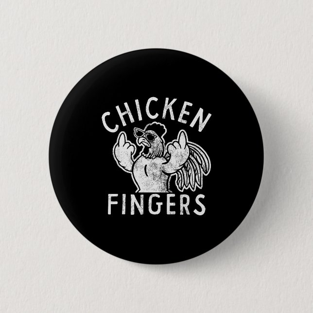Hähnchen-Finger, Mittelfinger, Lustiges Huhn  Button (Vorderseite)