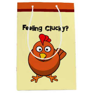 Hähnchen, Funny Brown Rooster Cartoon Taunt Mittlere Geschenktüte