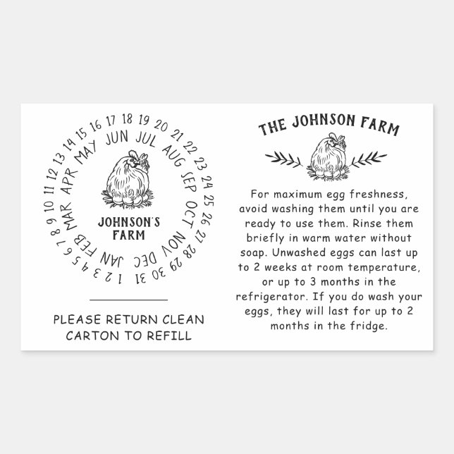 Hähnchen Hühner Ei Handling Rückgabekarton Datum R Rechteckiger Aufkleber (Vorderseite)
