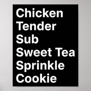Hähnchen, Menu Manifesto Chicken Tender Sub Sweet Poster