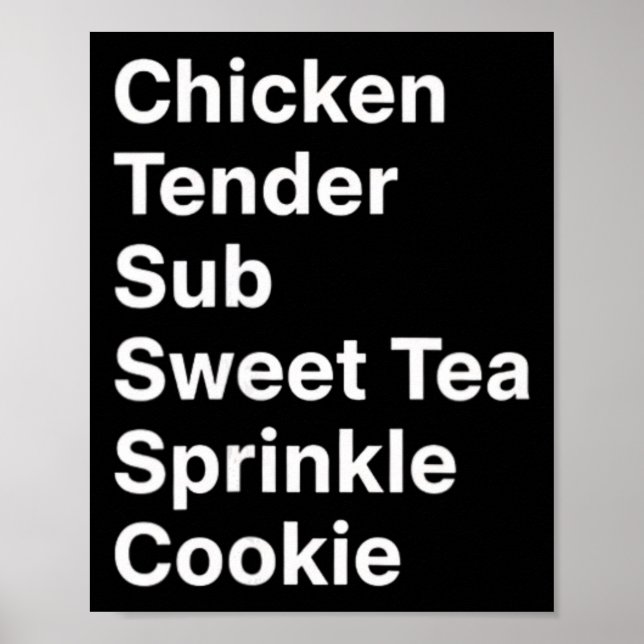 Hähnchen, Menu Manifesto Chicken Tender Sub Sweet  Poster (Vorne)