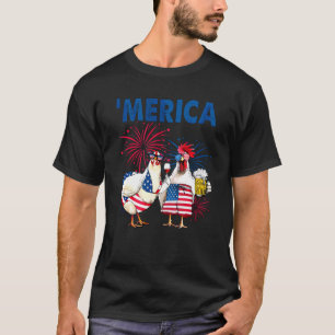 Hähnchen Merica Amerikanische Flagge Huhn Bier Lus T-Shirt
