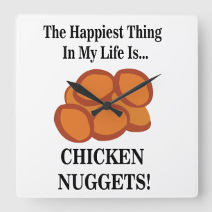 Hähnchen-Nugget-Fast-Food-Funny-Hähnchen-Nugget Quadratische Wanduhr