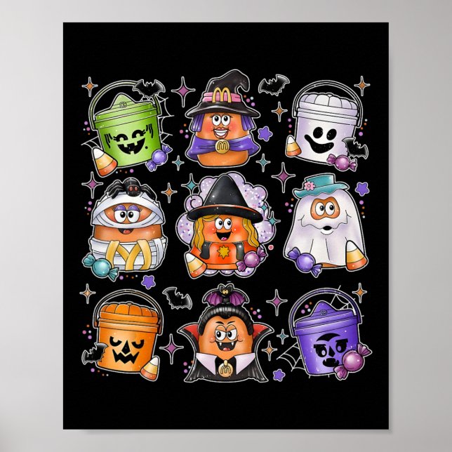 Hähnchen Nuggets Pumpkin Halloween 90er Vintag 3 Poster (Vorne)
